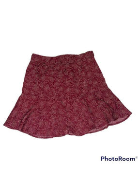 NWT Papermoon Burgundy Floral Mini Skirt - Flowy Boho Style - Size Large